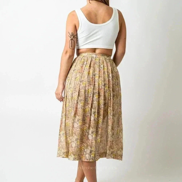 Vintage 90s Floral Maxi Pleated Summer Skirt - Picture 5 of 8